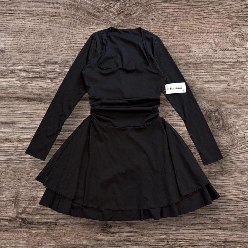 Elegant Black Long Sleeve Tennis Dress